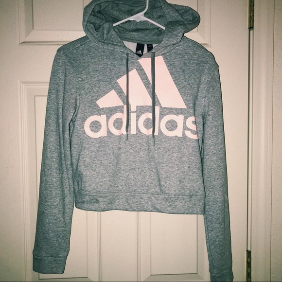 adidas Sweaters - ADIDAS pink and grey cropped sweatshirt